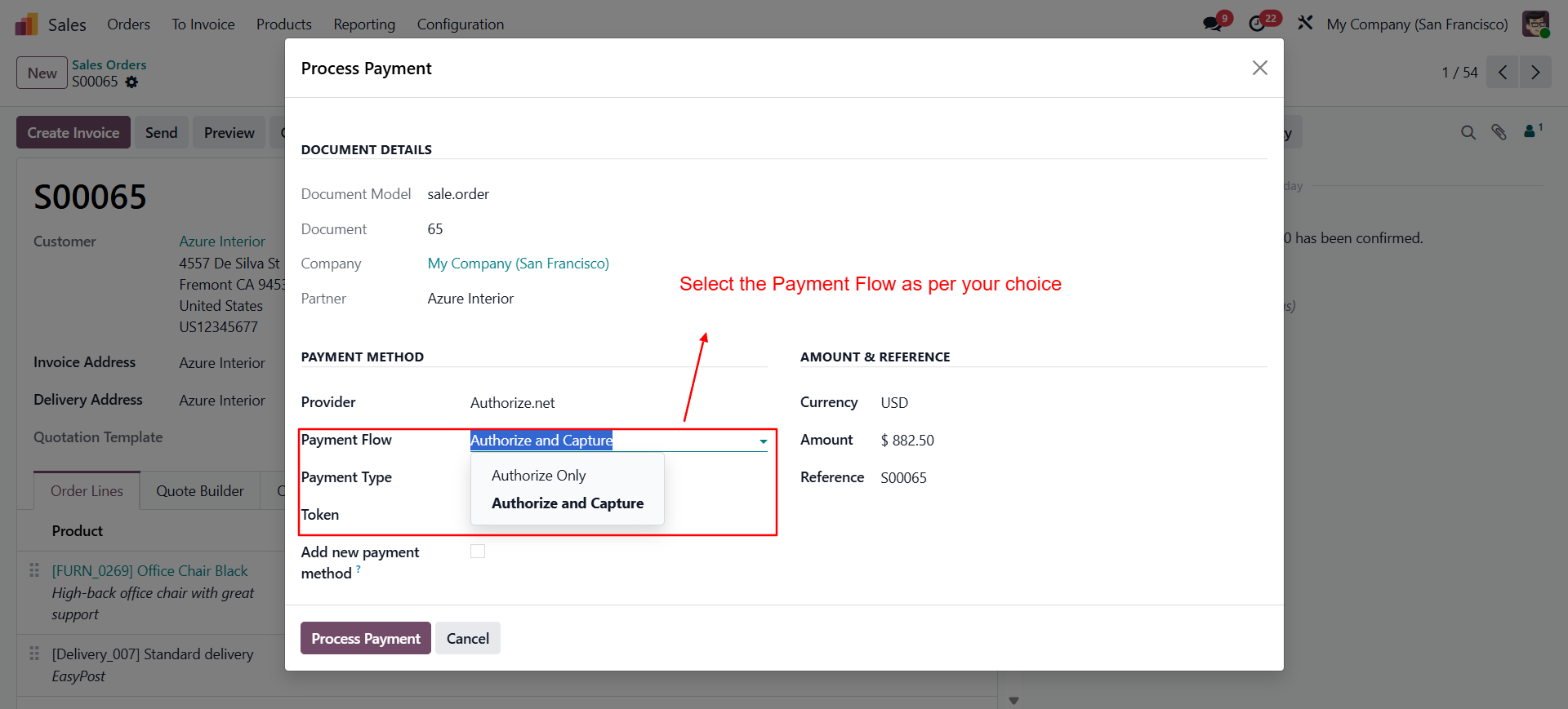 authorize.net Payment flow screen