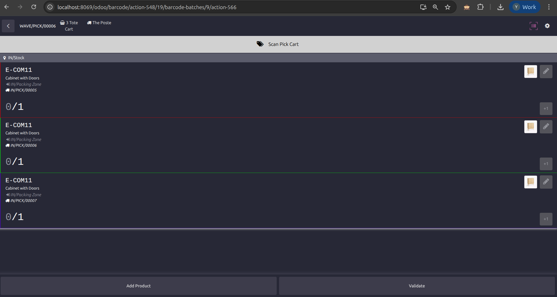 Scan pick cart step